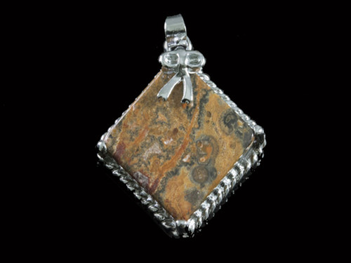 15x15mm Leopard Skin Square Pendant Brass Silver Plated [y843b]