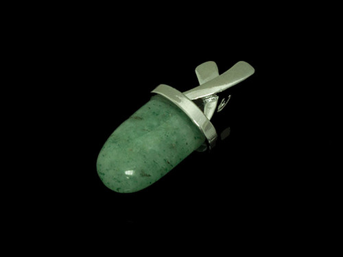 15x32mm Aventurine Tongue Shape Silver Plated Pendant [y854d]