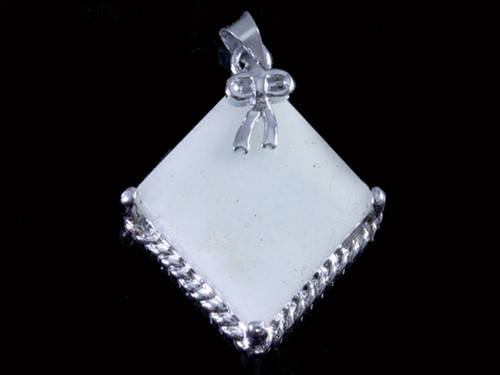 15x15mm Amazonite Square Pendant Brass Silver Plated [y841b]