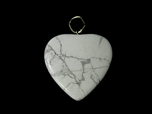 25mm White Howlite Heart Pendant [y203b]