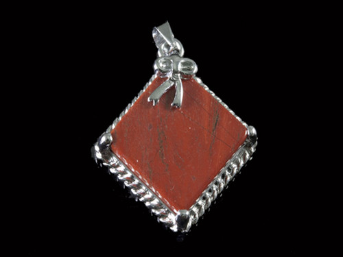 15x15mm Red Jasper Square Pendant Brass Silver Plated [y841d]