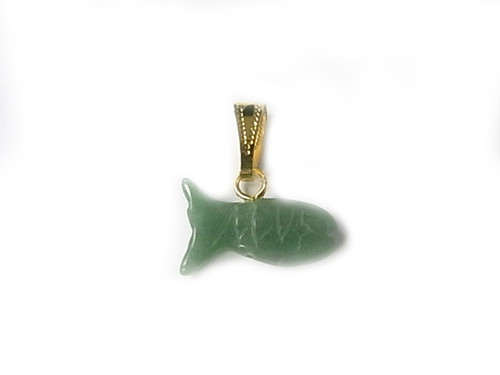 22mm Green Aventurine Fish Pendant [y500a]