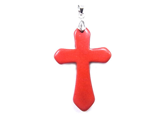 28x42mm Red Turquoise Cross Pendant Beads With Bail [y215c]