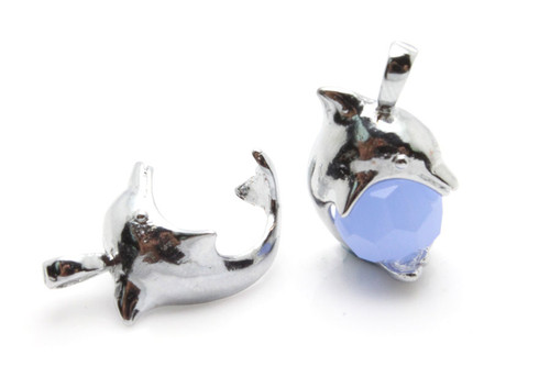 25mm Jumping Dolphin Pendant With 12mm Facted Chalcedony Ball [y745-ub4]