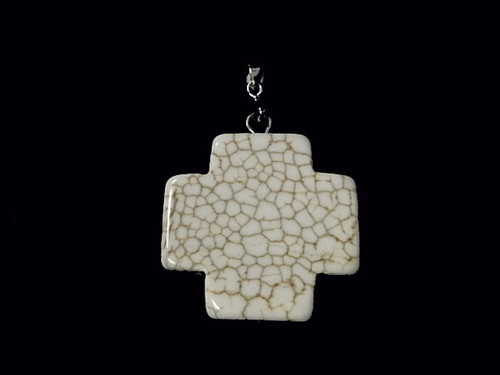 30mm White Turquoise Cross Pendant [y236b]