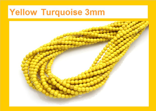 3mm Yellow Magnesite Round Beads 15.5" [3ty]