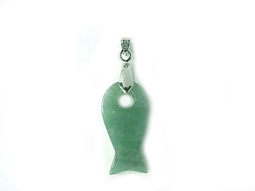 28mm Green Aventurine Fish Pendant [y100c]