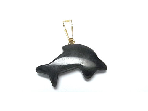 28mm Black Onyx Dolphin Pendant [y107b]