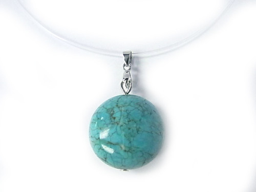 20mm Blue Turquoise Round Pendant [y237d]