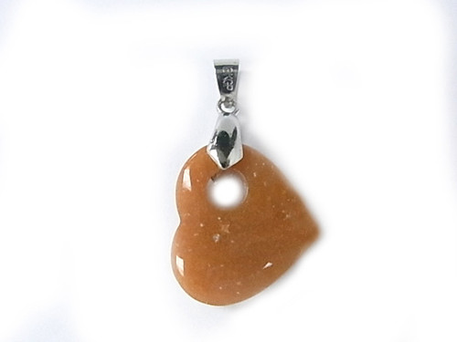 22mm Red Aventurine Heart With Hole Pendant [y102f]