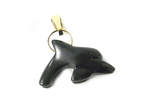 30mm Black Onyx Dolphin Pendant [y107m]