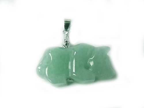 24mm Green Aventurine Dog Pendant [y110a]