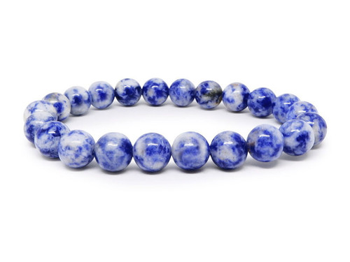 6mm Denim Lapis Elastic Bracelet 7.5" natural [b2b27]