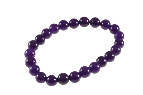 6mm Amethyst Elastic Bracelet 7.5" Natural Dyed [b2d11]