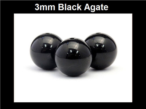 3mm Black Agate Round Beads Fully Drill Bead 350pcs. [y528a]
