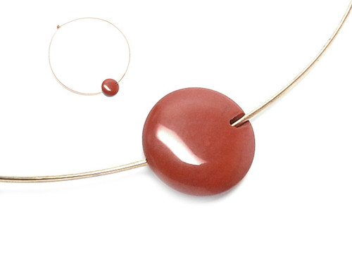 25mm Red Jasper Disc With Gold Plated Choker [y312c]