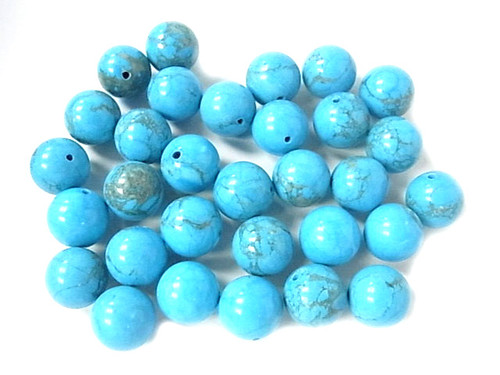 9mm Turquoise Howlite Half Hole Bead 10pcs. [y751f]