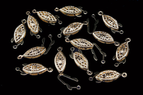 14K Gold Plated 8x22mm Filigree Fish Hook Clasp 10pcs. [y639a]