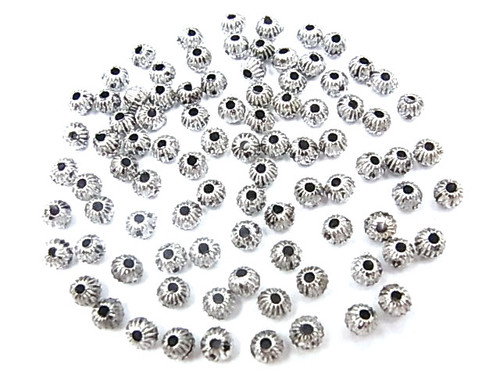 4mm Silver Plated Plastic Melon Beads 100pcs [y674a]