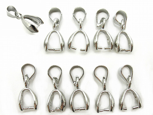 14mm Silver Plated Ice Pick Bail Pendant Setting 5mm Grip Length 10pcs. [y612a]