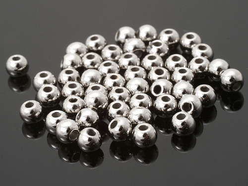 4mm Silver Plated Plastic Round Beads 100pcs [y532a]