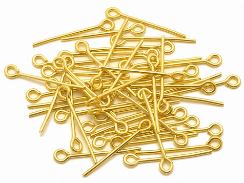 20mm 3/4" Metal Gold Plated Eyepin (Thick 0.7mm 0.29") 35pcs. [y672a]