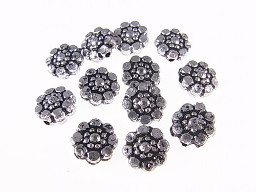 8x4mm Silver Plated Plastic Flower Beads 40pcs [y669a]