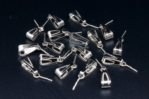 18mm Copper Silver Plated Bail Pendant Pin 10pcs. [y657a]