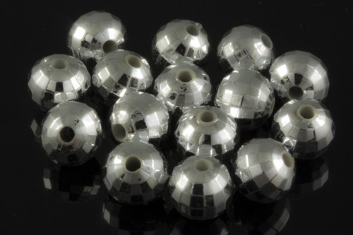 10mm Silver Plated Plastic Faceted Beads About 40pcs. [y687a]