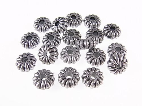 8x4mm Silver Plated Plastic Melon Beads 50pcs [y516a]