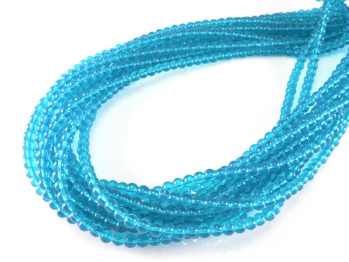 3mm Aquamarine Round 100 Beads synthetic [3a34]