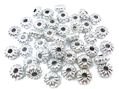 4x8mm Silver Plated Plastic Melon Beads About 50pcs [y519g]