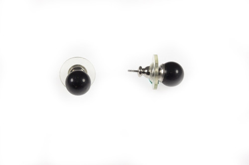 8mm Black Onyx Round Bead Earring Surgical Stee Post [y344a]