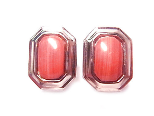 16x20mm Red Malachite Octagon Surgical Steel Post Earring [y334b]