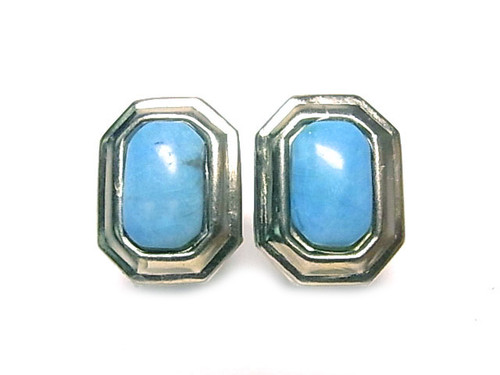 16x20mm Turquoise Howlite Octagon Surgical Steel Post Earring [y346b]