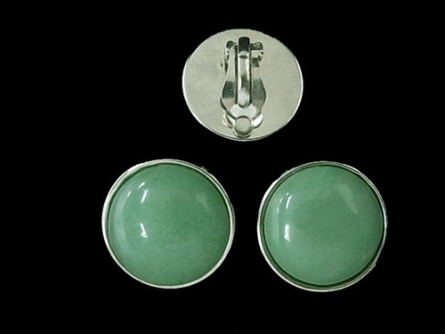30mm Green Aventurine Clip Earring [y347a]