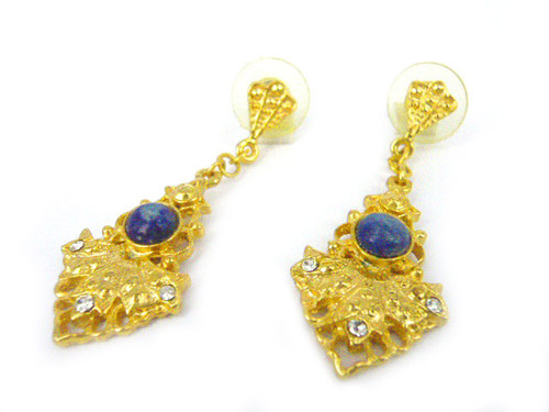 18x30mm Lapis Lazuli Earring With Cubic Zirconia No [y408a]