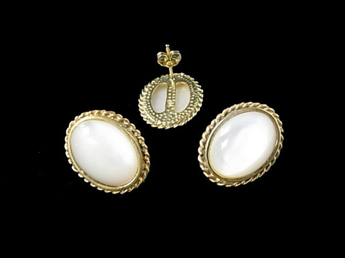 16x22mm Mother Of Pearl Oval Earring [y408j]