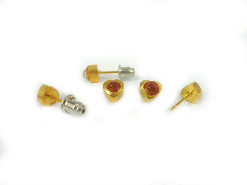 6mm Carnelian Heart Designer Earring [y267f]
