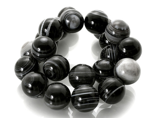 10mm Black Stripe Agate Round Beads 15.5" natural [10f26]