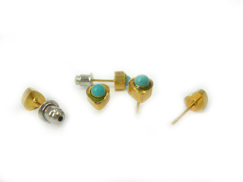 6mm Turquoise Heart Designer Earring [y268g]