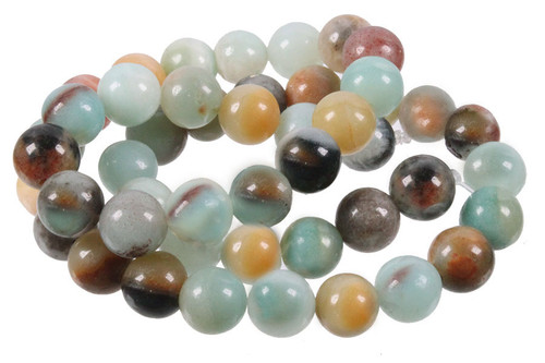 10mm Gold Black Amazonite Round Beads 15.5" natural [10r36]