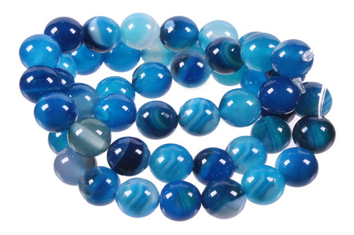 10mm Blue Stripe Agate Round Beads 15.5" dyed [10f22]