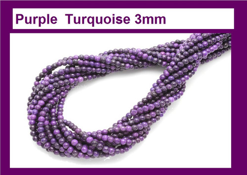 3mm Violet Magnesite Round Beads 15.5" [3te]