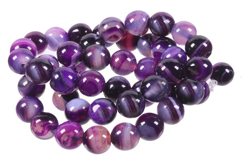10mm Purple Stripe Agate Round Beads 15.5" dyed [10f24]