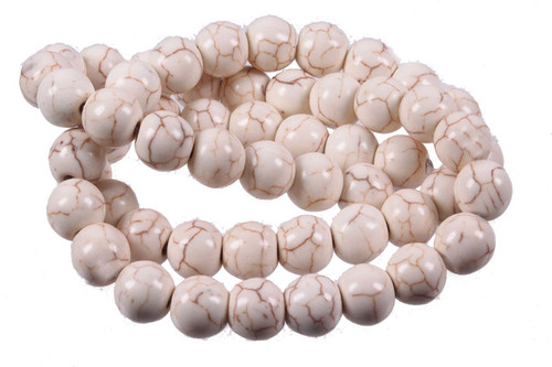 10mm White Turquoise Round Beads 15.5" stabilized [10d23]