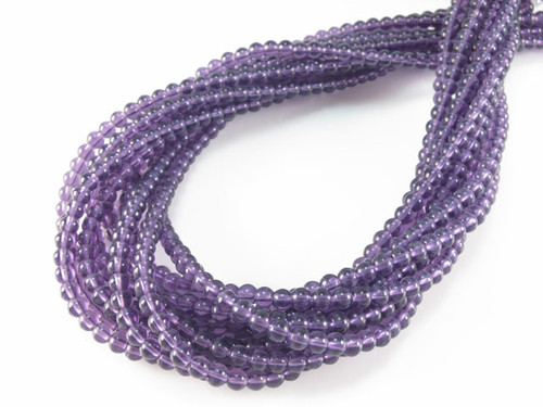 3mm Amethyst Round 100 Beads synthetic [3a6]