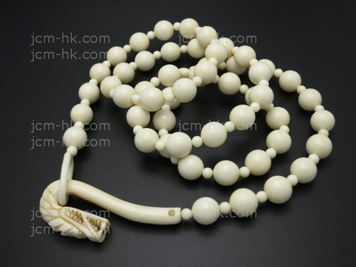 4&10mm Buffalo Bone & Fine Carved Dragon Clasp Necklace 32" [z7885]