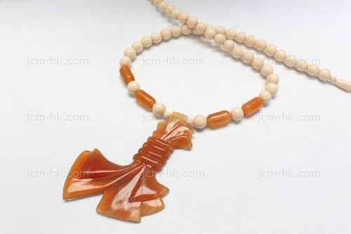 55x75mm Amber Horn Necklace 18" [z5142]