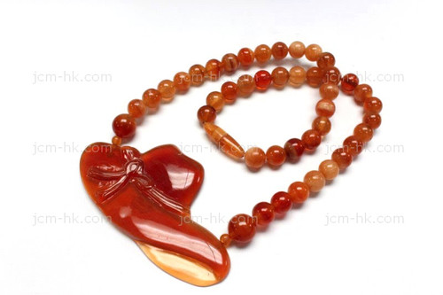 75x38mm Amber Horn Necklace 18" [z5144]